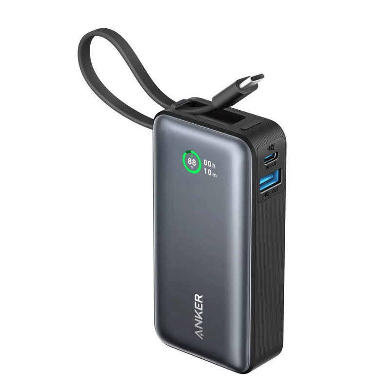 Anker Nano Powerbank 10,000mAh 30W Built In USB-C Cable - Black  - مزود الطاقة